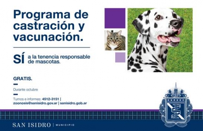 Castración y vacunación gratuita de mascotas en Julio